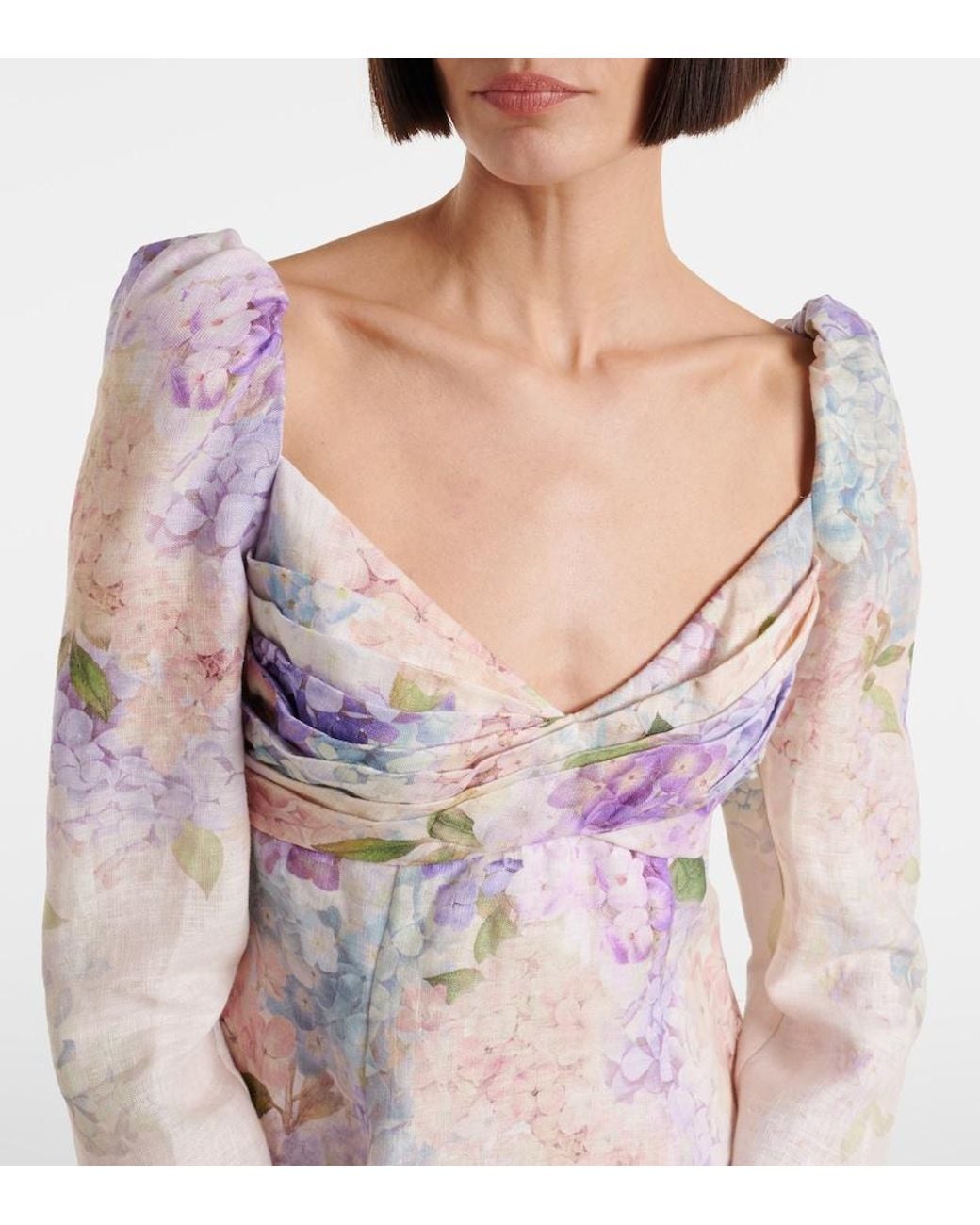 Zimmermann Natural Linen Printed Mini Dress
