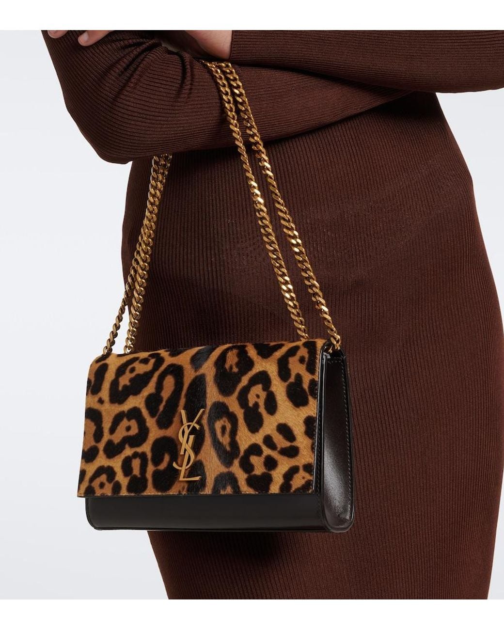 Saint Laurent Brown Kate Small Calf Hair Crossbody Bag