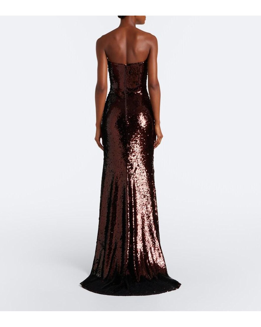 Alex Perry Brown Sequined Bustier Gown