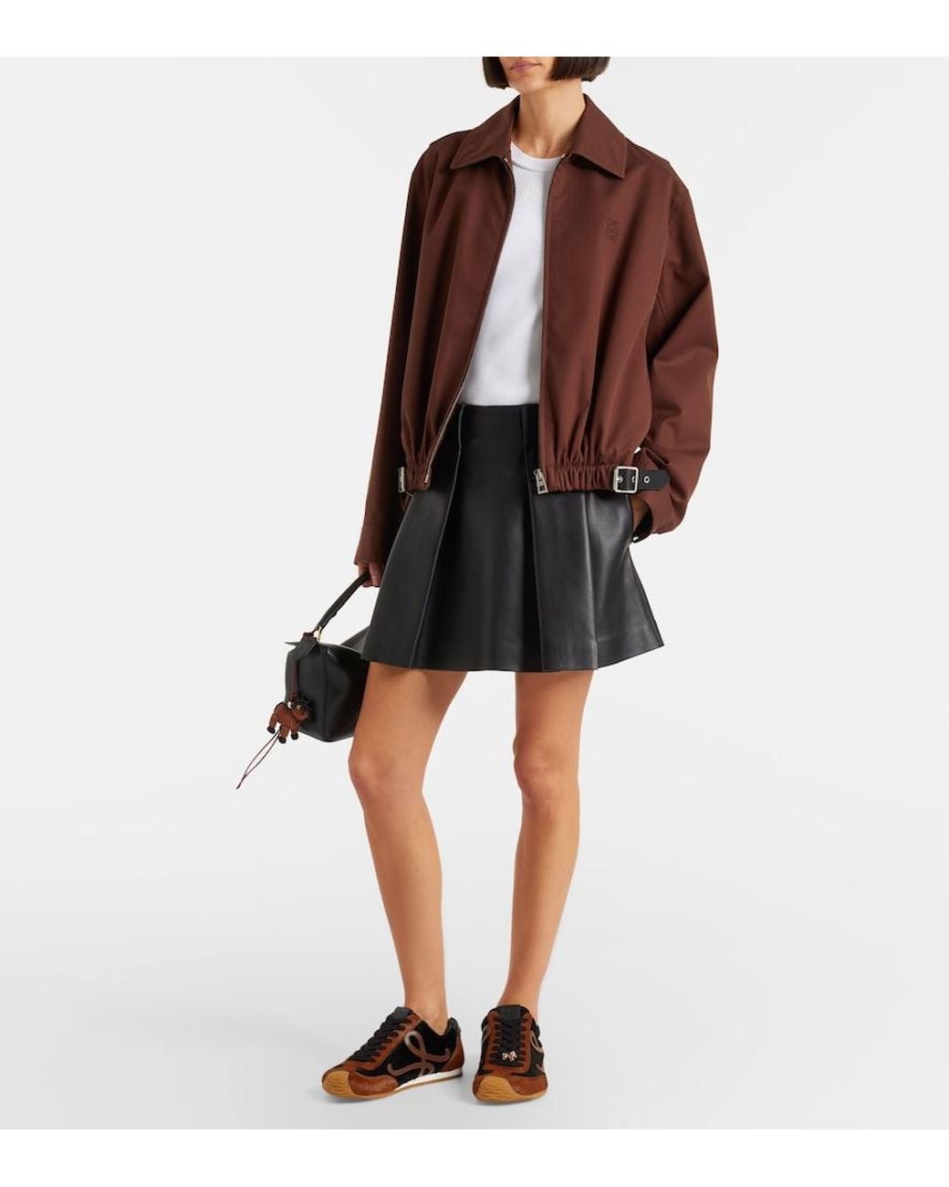 Loewe Black Pleated Leather Miniskirt