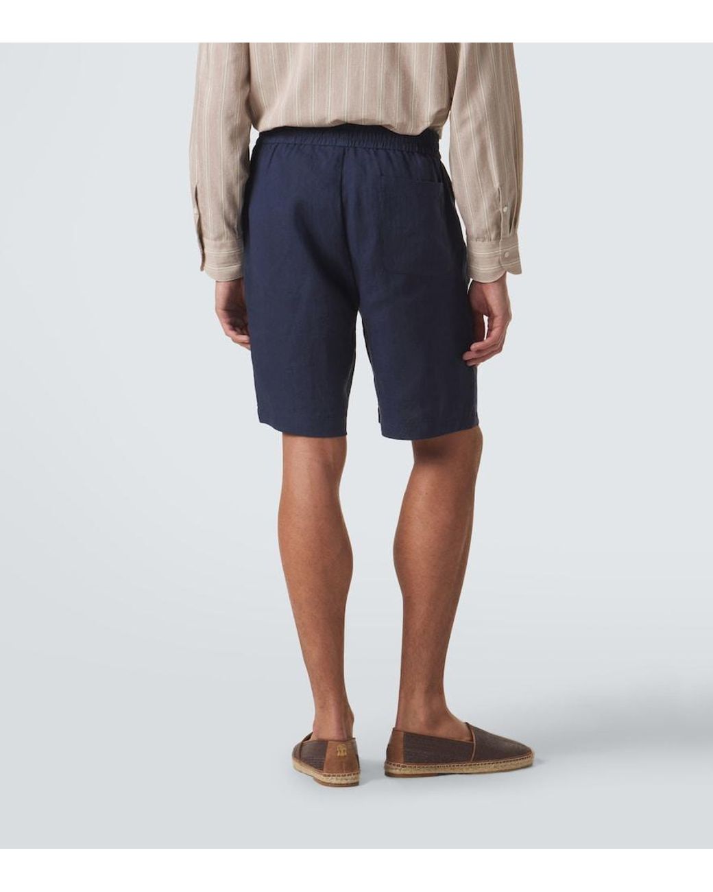 Sunspel Blue Linen Shorts for men