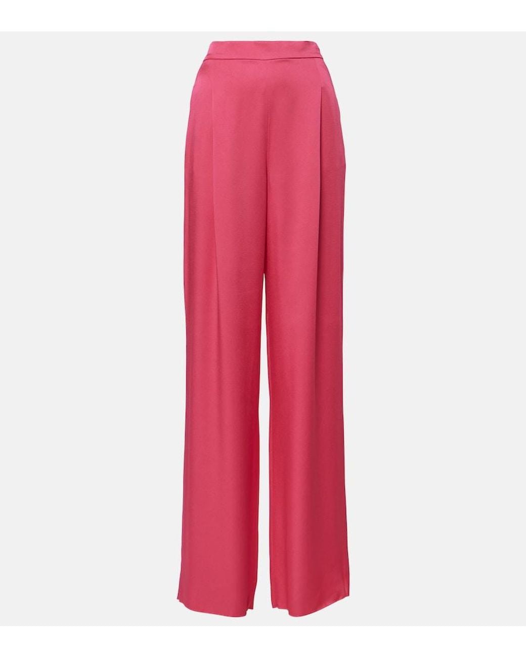 Max Mara Red Ieti Satin Wide-Leg Pants