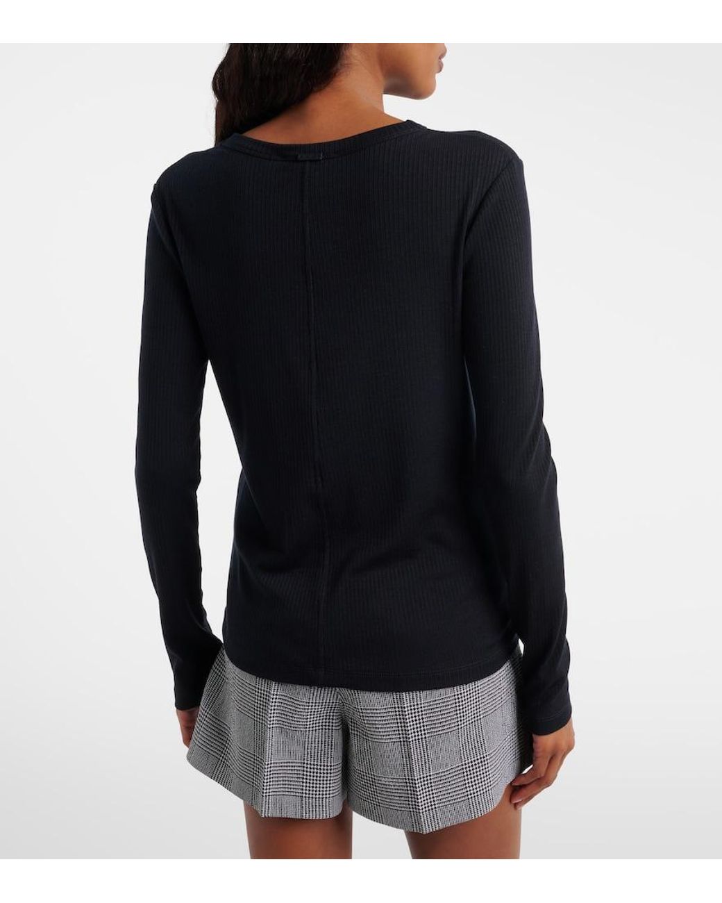 Max Mara Blue Ribbed-Knit T-Shirt