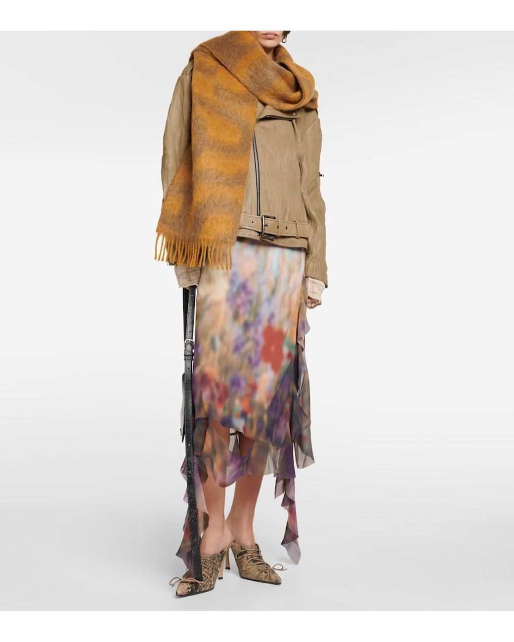 Acne Natural Logo Wool-Blend Scarf
