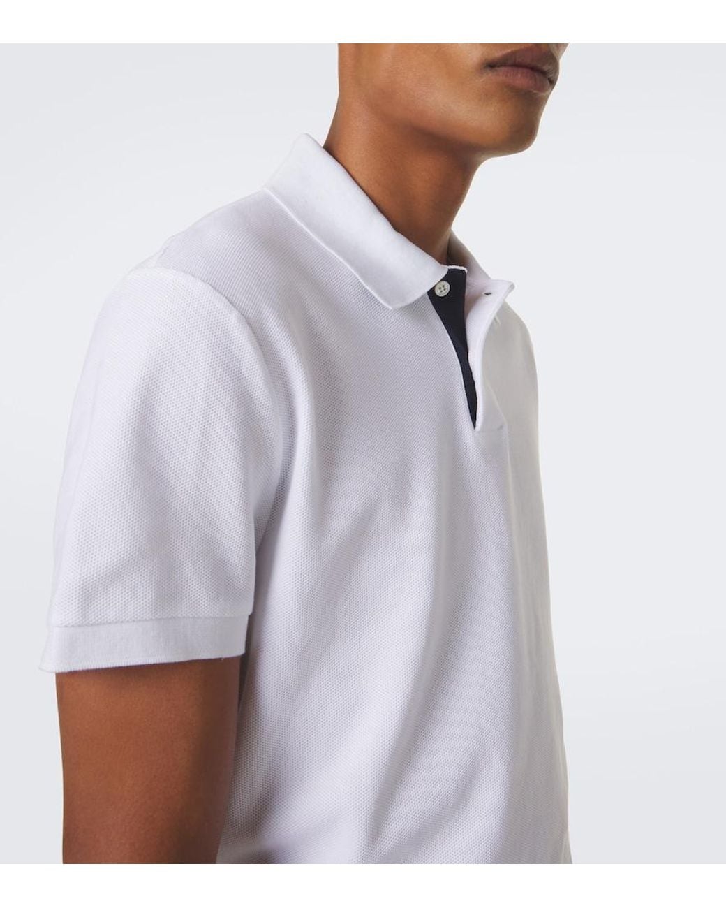 Dunhill White Cotton Pique Polo Shirt for men