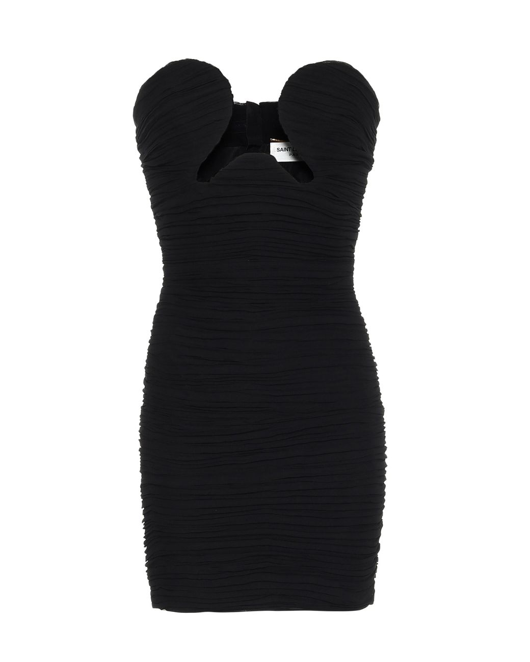 ワンピース SAINT LAURENT Black Crepe Mini Dress Saint Laurent Cut-out Crêpe-georgette Strapless Minidress in