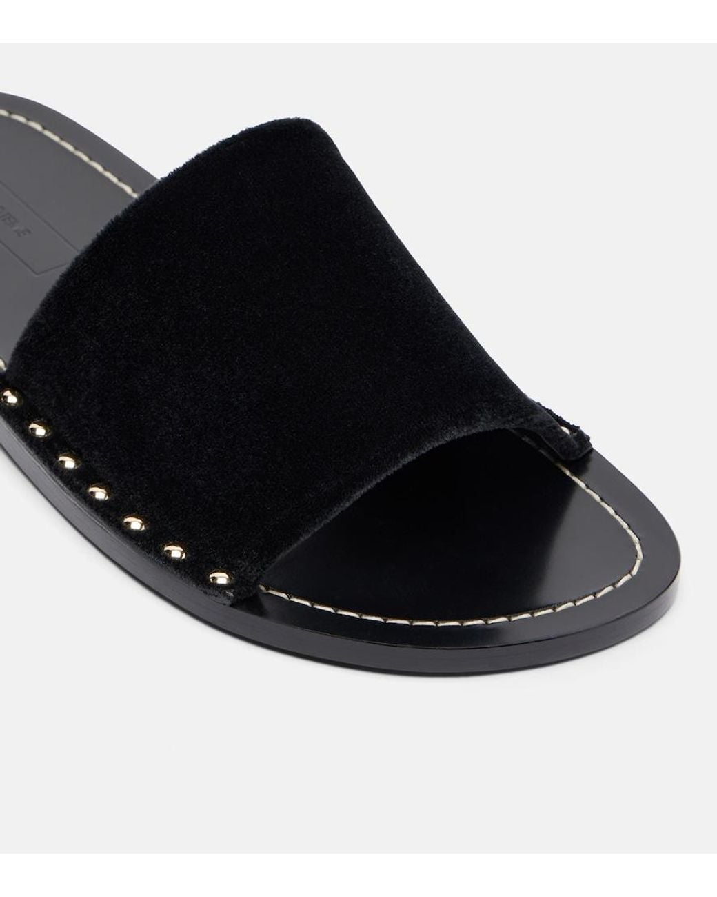 Totême Black Studded Velvet Slides