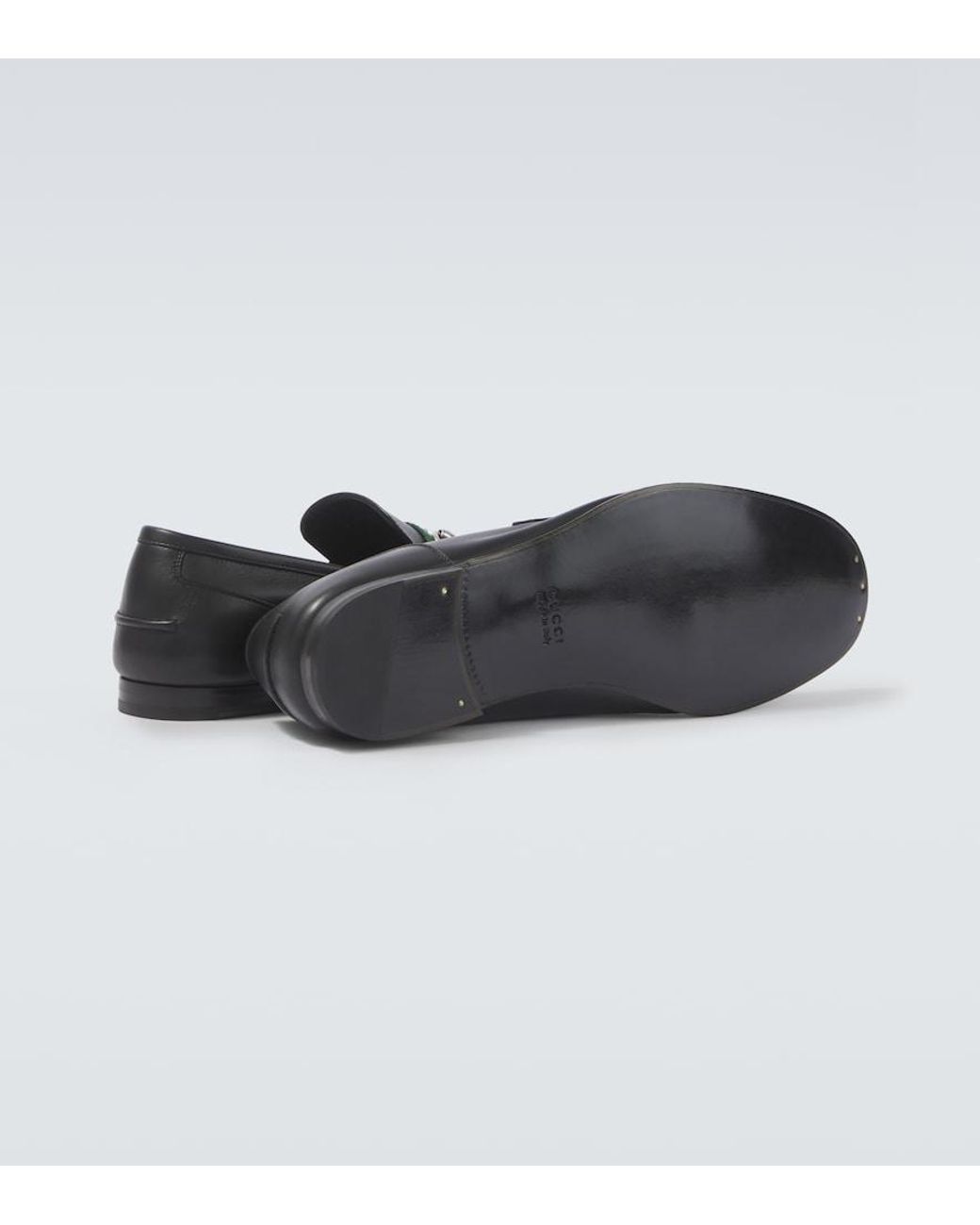 Gucci Black Como Horsebit Leather Loafers for men