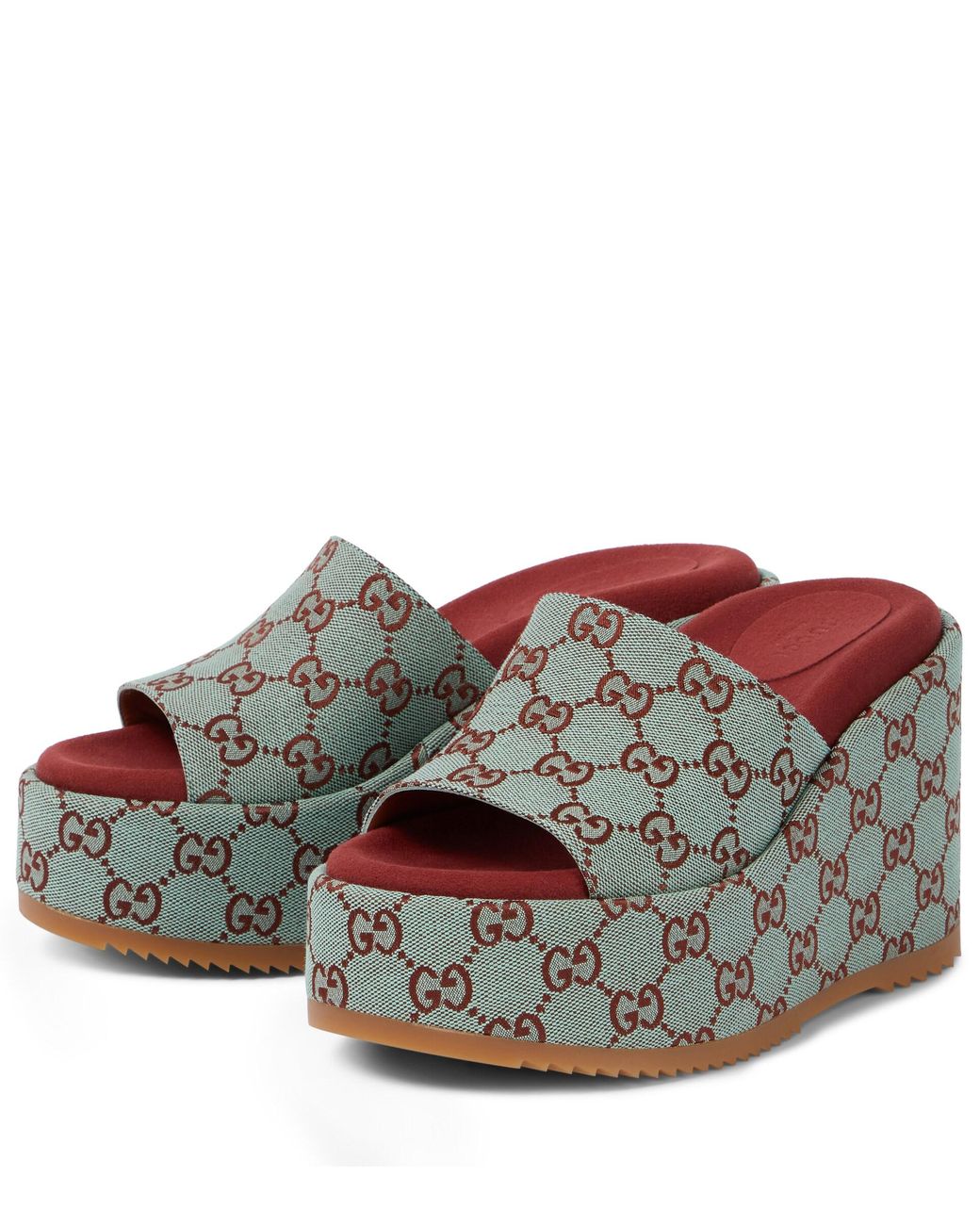 gucci-blue-GG-Canvas-Wedge-