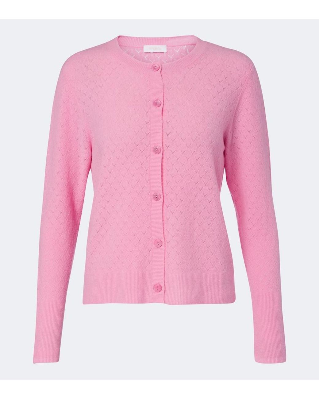 Eres Pink Sucrerie Pointelle Wool-Blend Cardigan