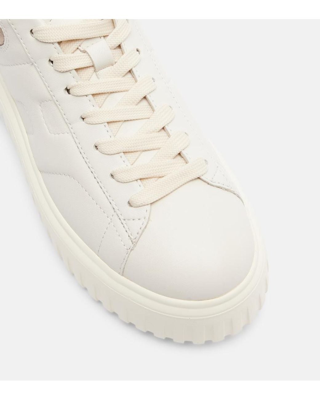 Hogan White H-Stripes Leather Platform Sneakers