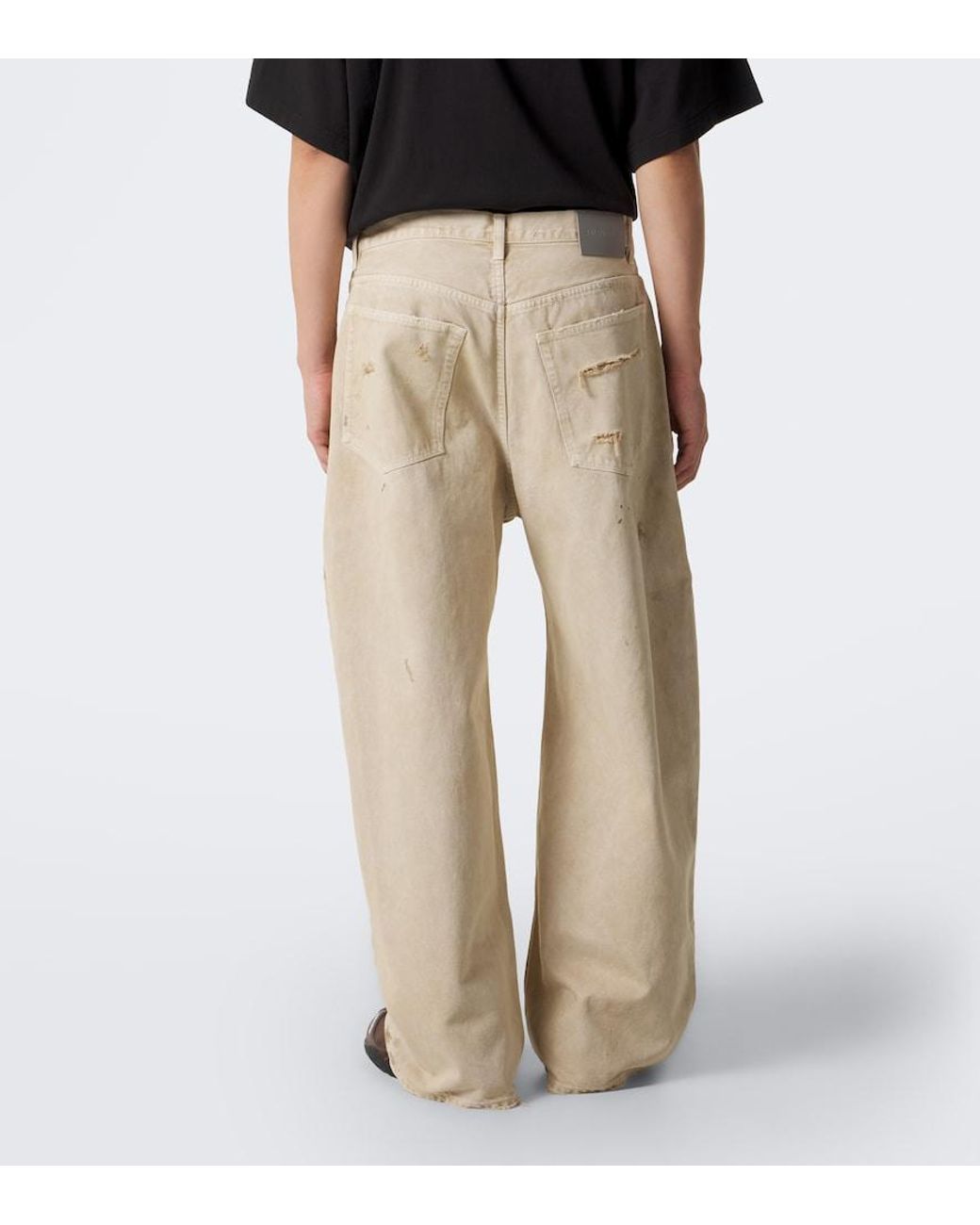 Balenciaga Natural Distressed Wide-Leg Jeans for men