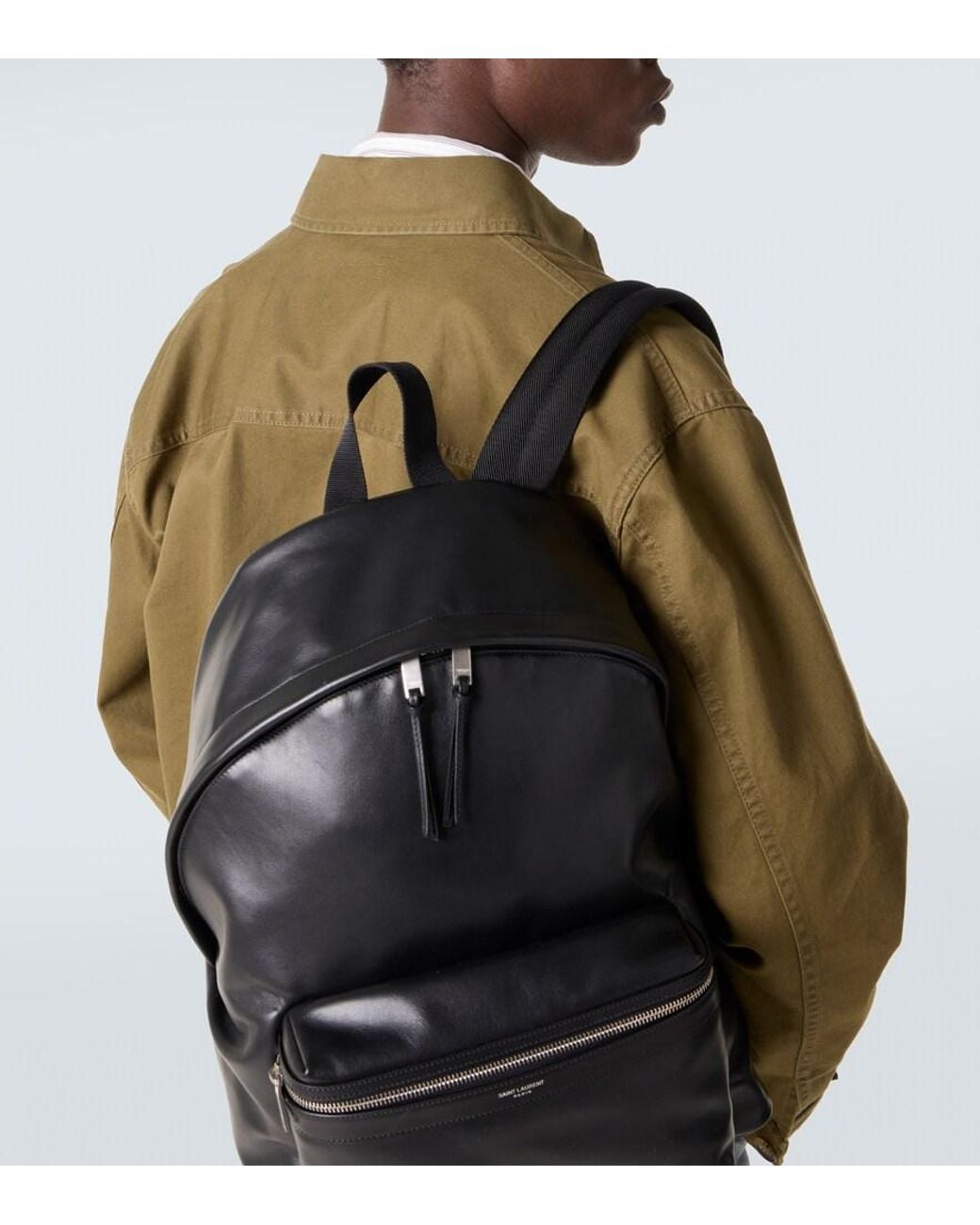 Saint Laurent Black City Leather Backpack for men