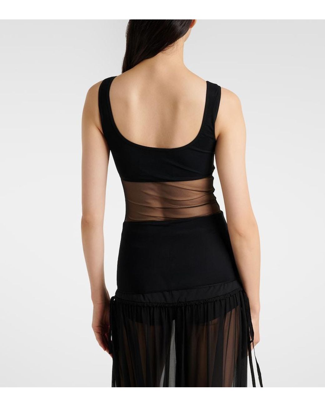 Nensi Dojaka Black Semi-Sheer Tank Top