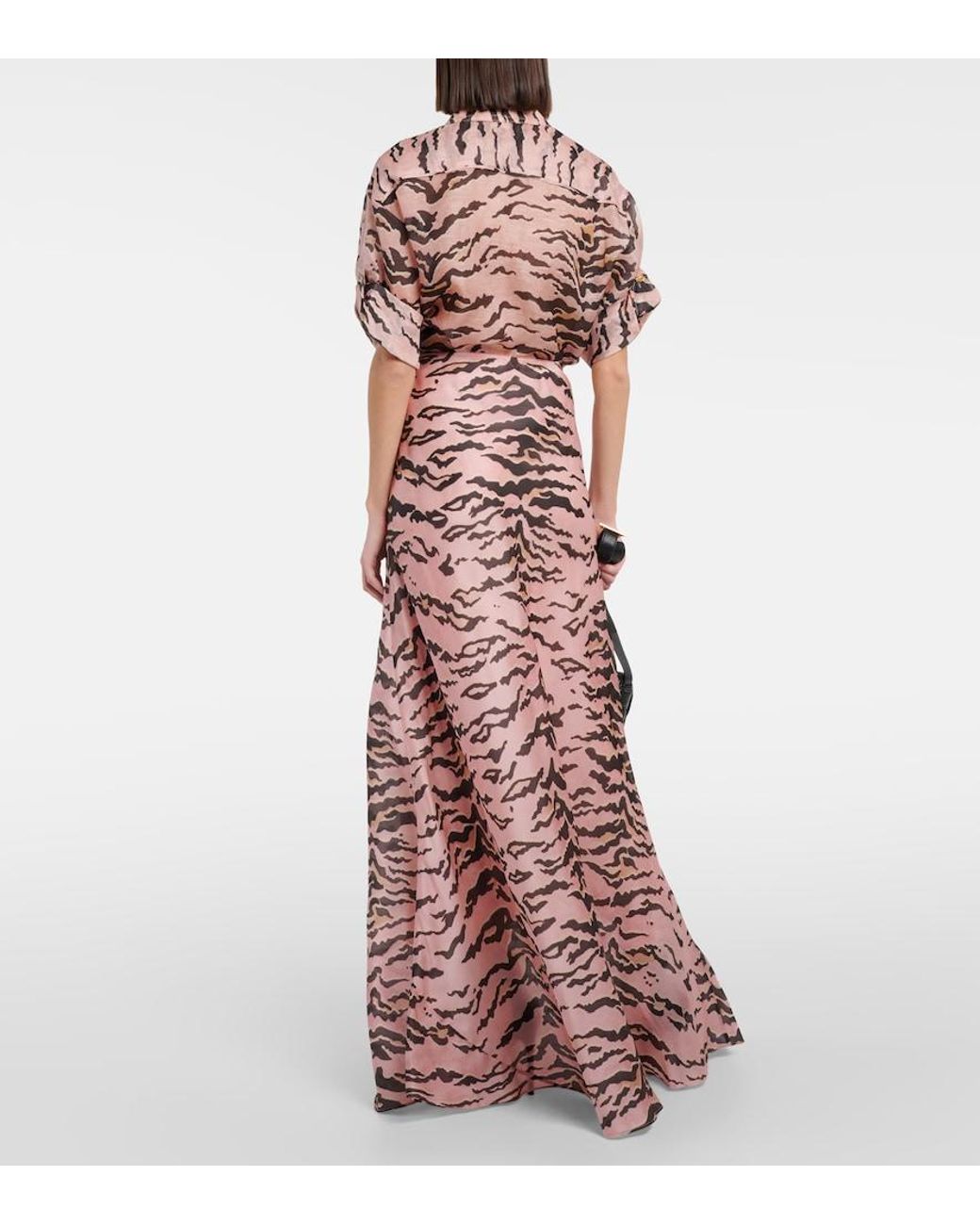 Zimmermann Pink Matchmaker Tiger-Print Silk Maxi Skirt