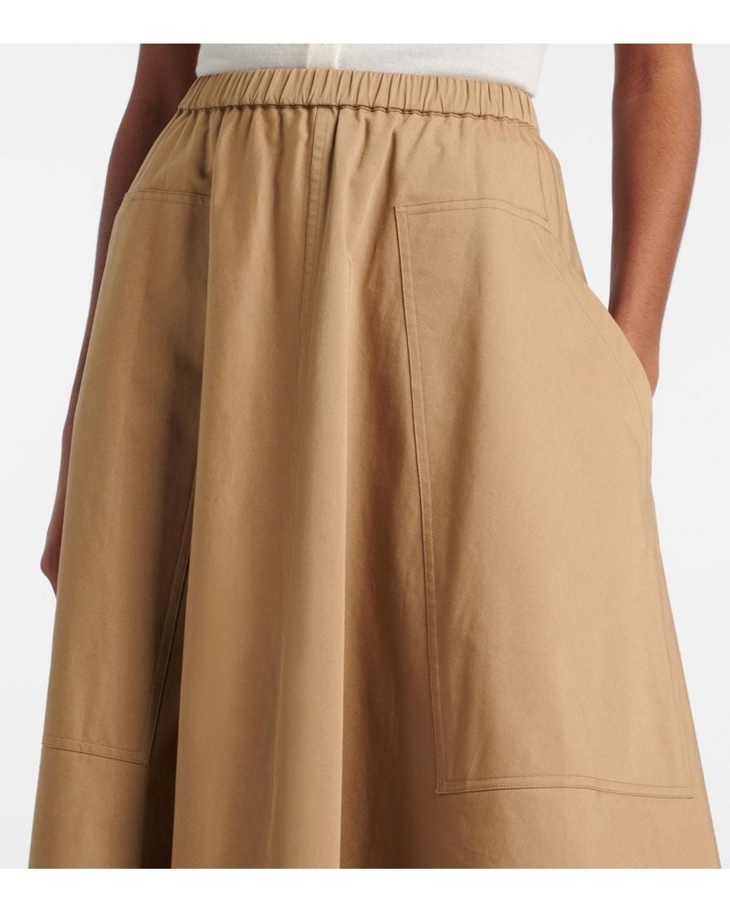 Vince Natural Cotton-Blend Midi Skirt