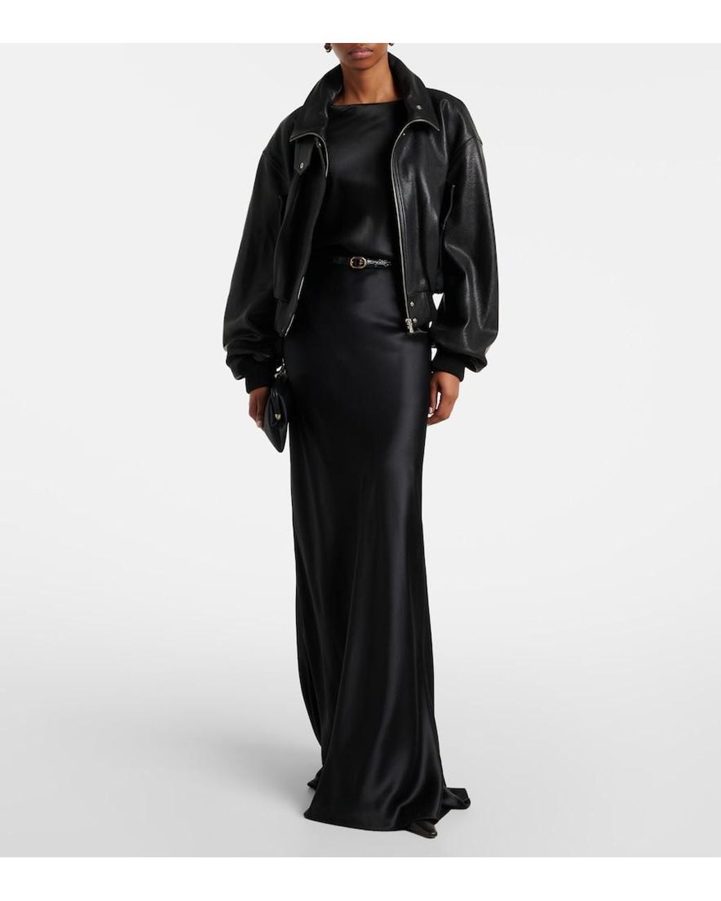 Nour Hammour Black Briar Leather Bomber Jacket