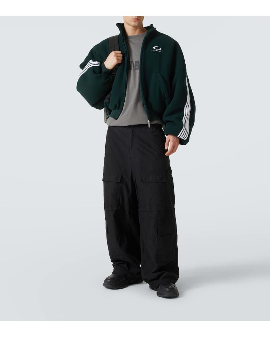Balenciaga Loop Sports Icon Fleece Bomber Jacket in Green