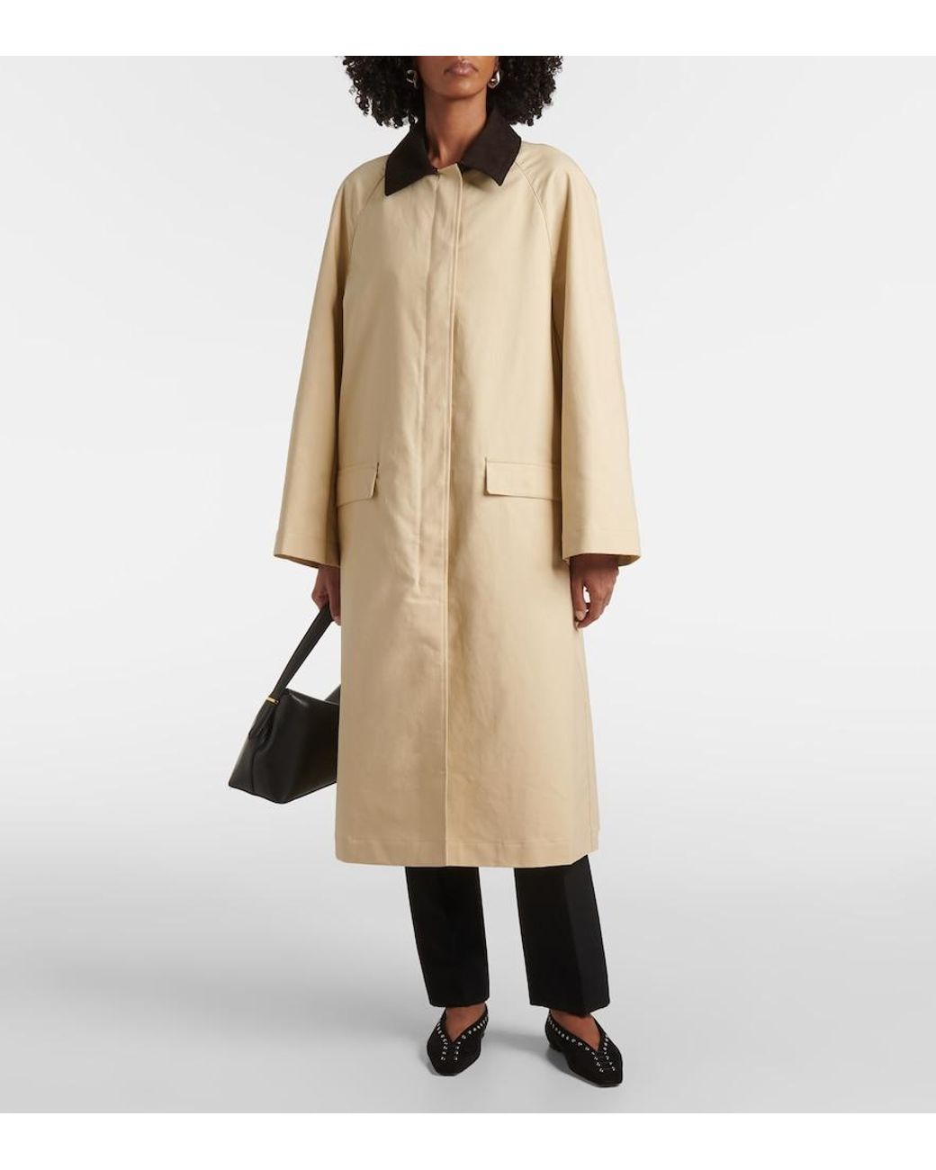 Totême Natural Corduroy-Trimmed Cotton Gabardine Coat