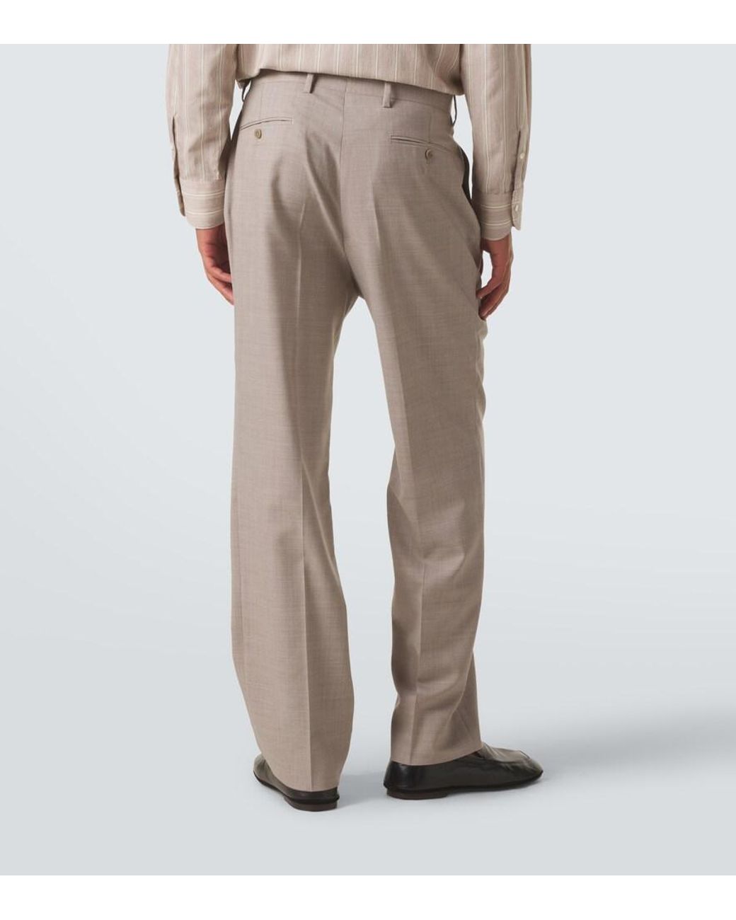STÒFFA Gray Pleated Wool Wide-Leg Pants for men