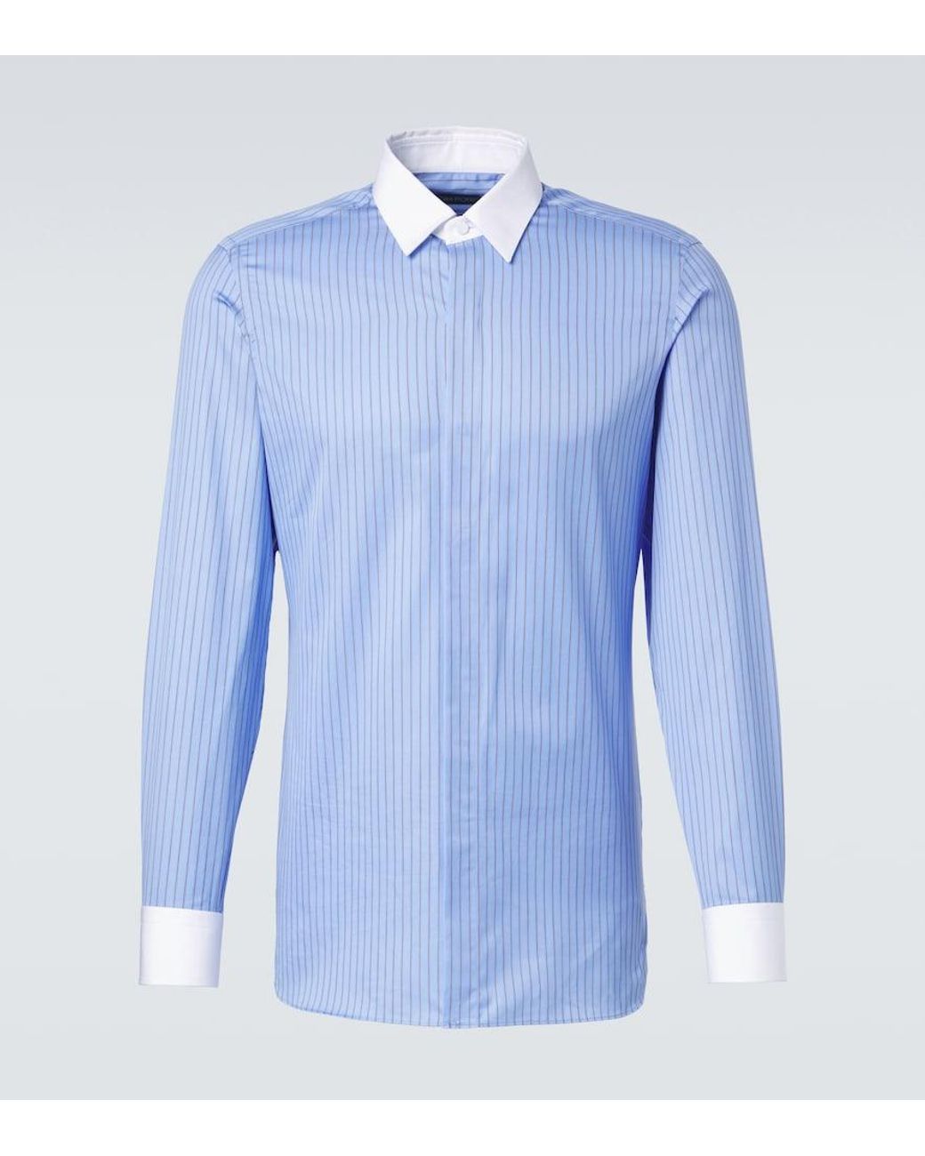 Tom Ford Blue Striped Cotton Satin Shirt for men