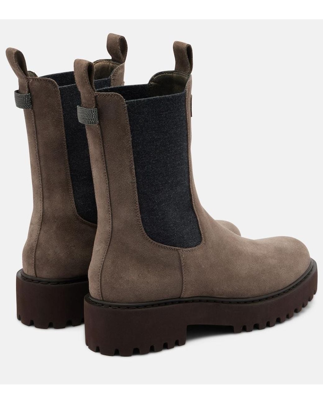 Brunello Cucinelli Brown Monili Suede Chelsea Boots