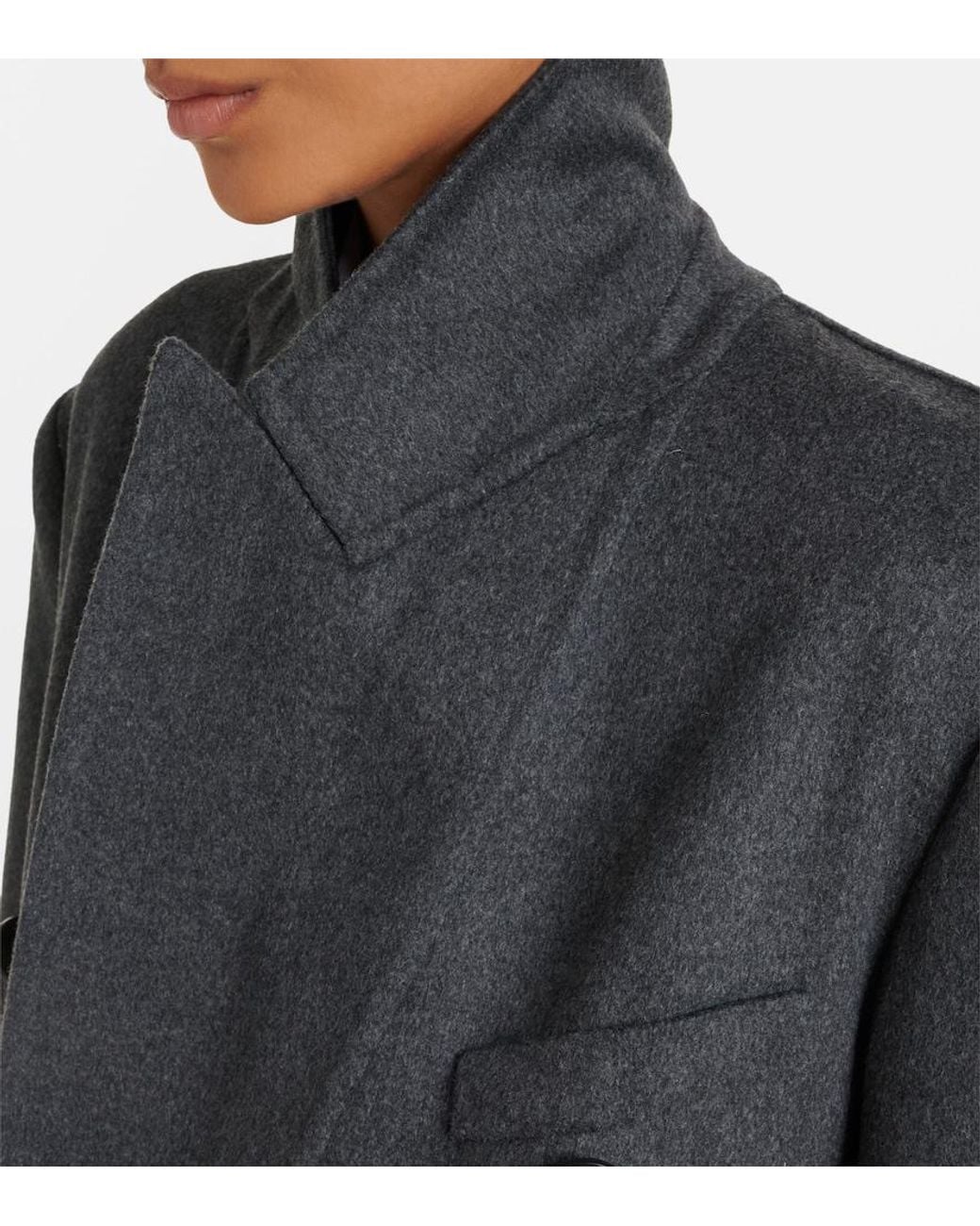 Victoria Beckham Black Double-Breasted Wool-Blend Coat