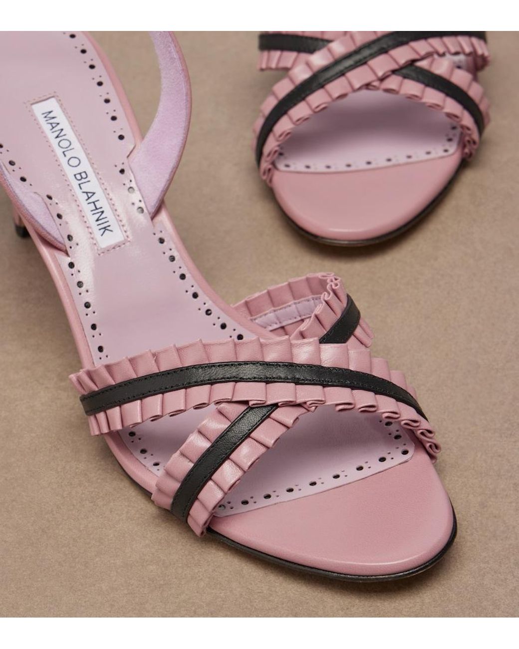 Manolo Blahnik Pink Volusan Leather Slingback Sandals