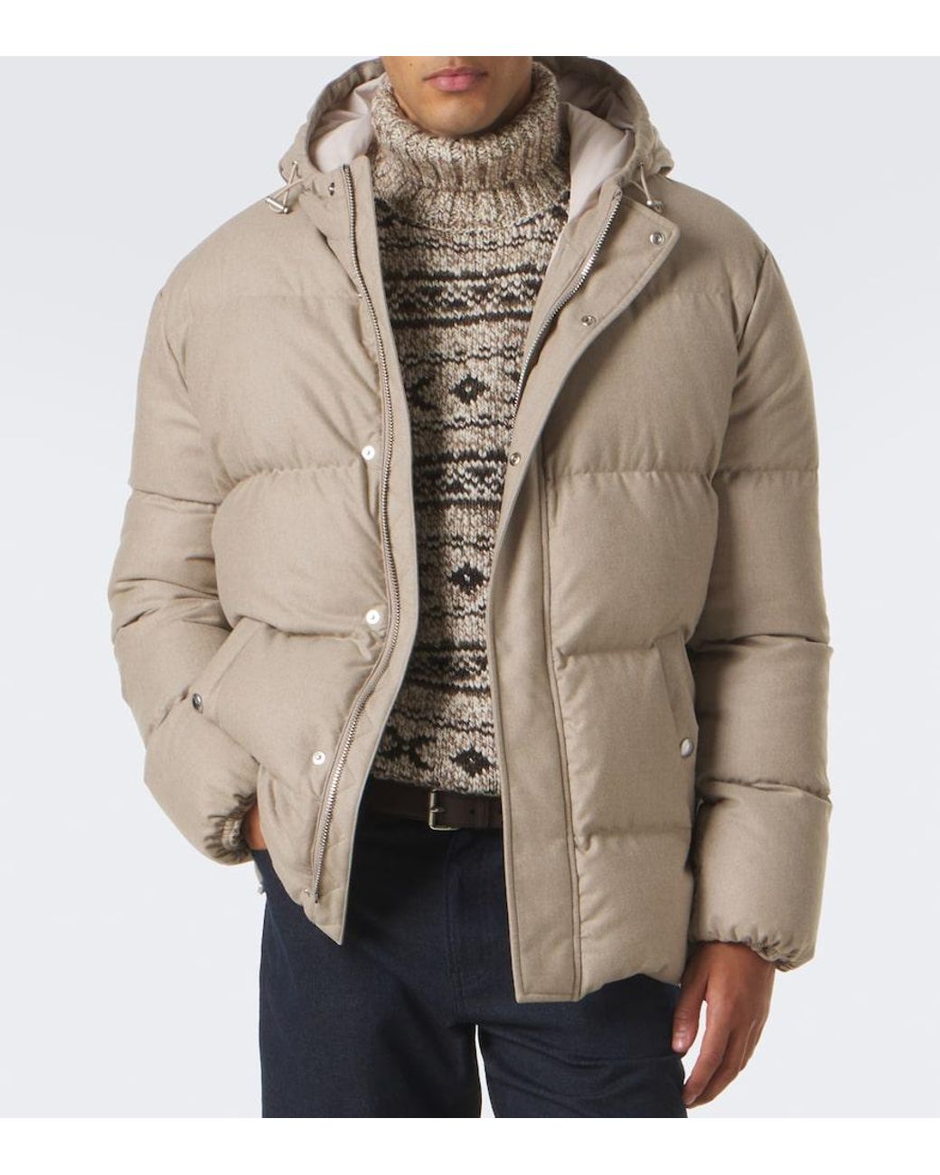 Eleventy Natural Wool, Silk, And Cashmere Puffer Jacket for men