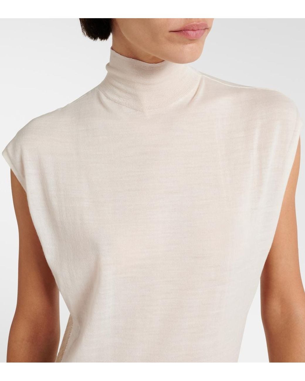 Alaïa White Turtleneck Wool Bodysuit