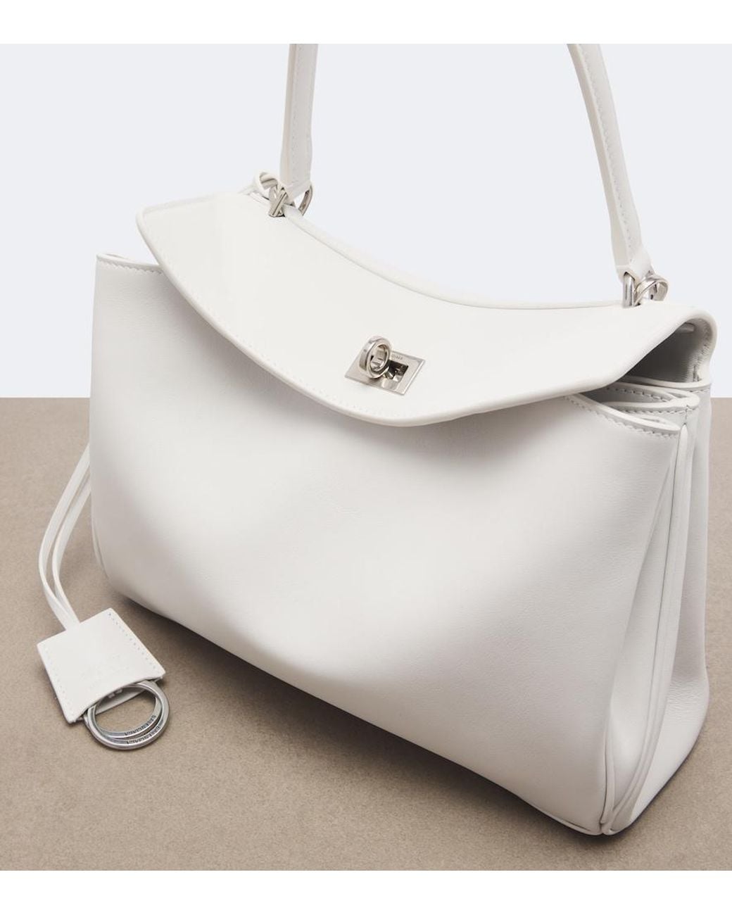 Balenciaga White Rodeo Medium Leather Shoulder Bag