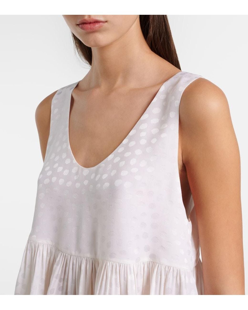 Chloé White Polka-Dot Peplum Silk Top