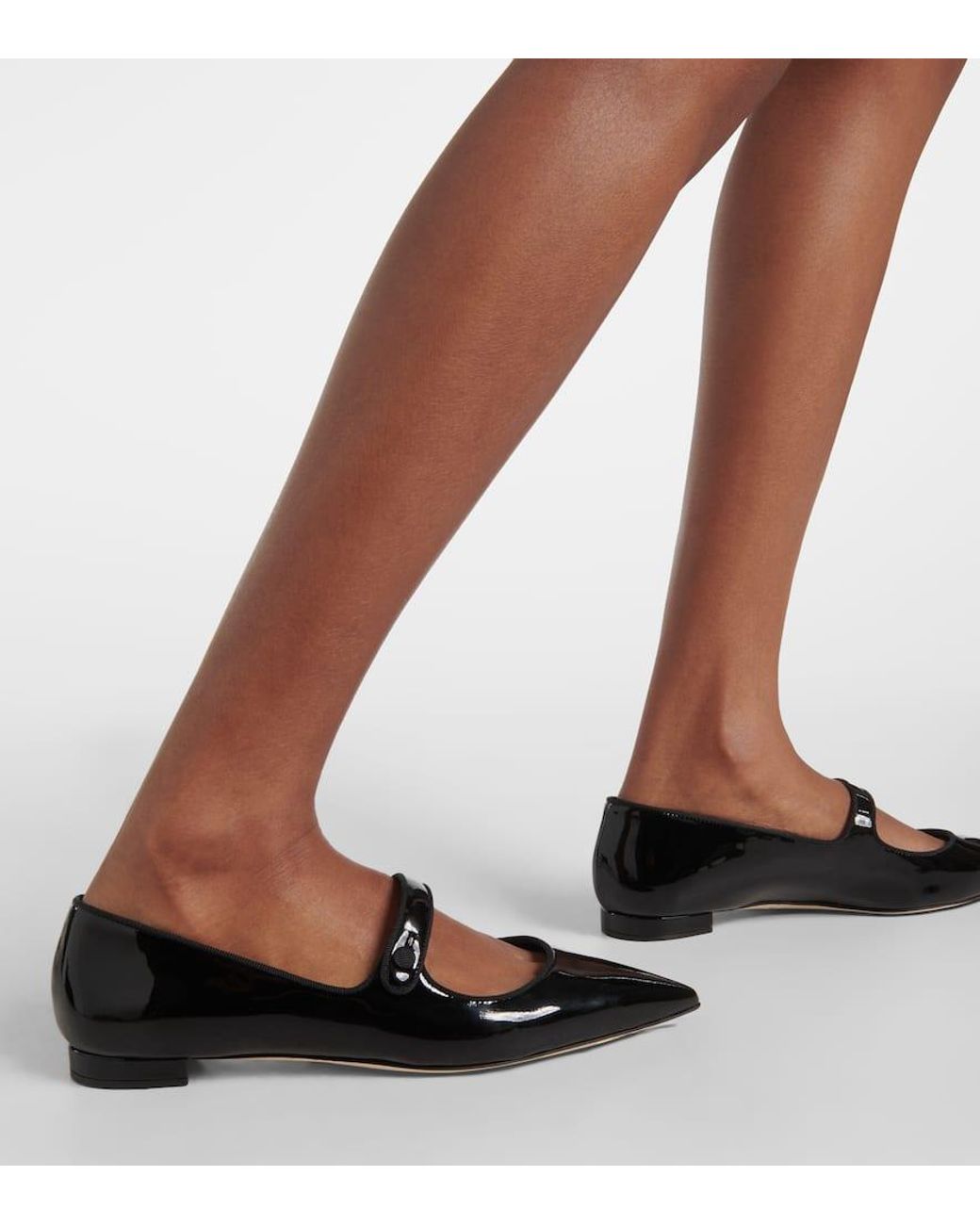 Manolo Blahnik Campari Patent Leather Mary Jane Flats in Black