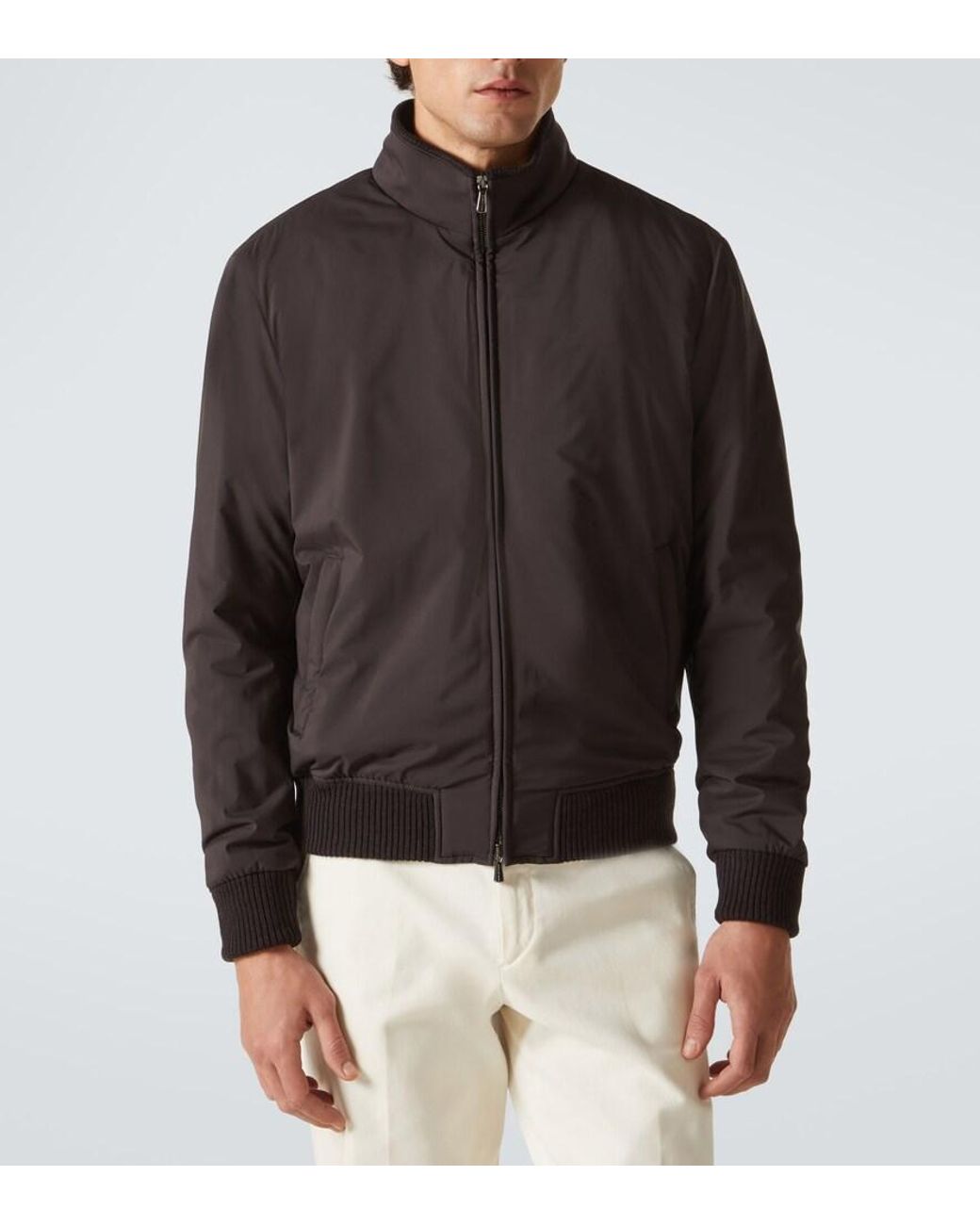 Thom Sweeney Gray Technical Bomber Jacket for men