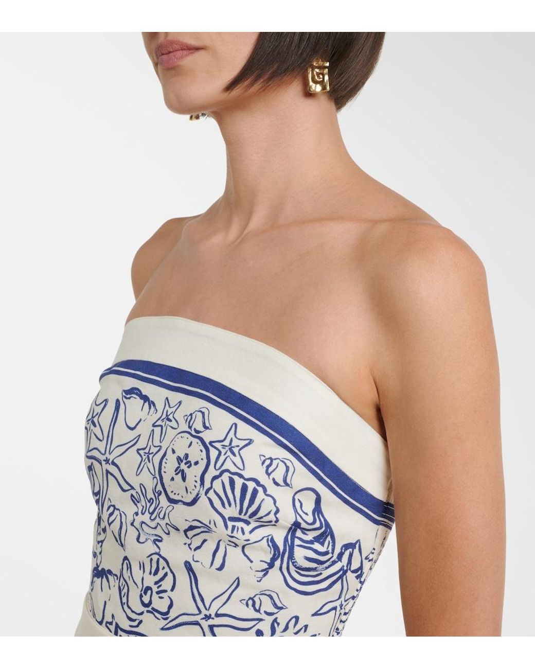 Jonathan Simkhai Blue Darbie Printed Linen-Blend Minidress