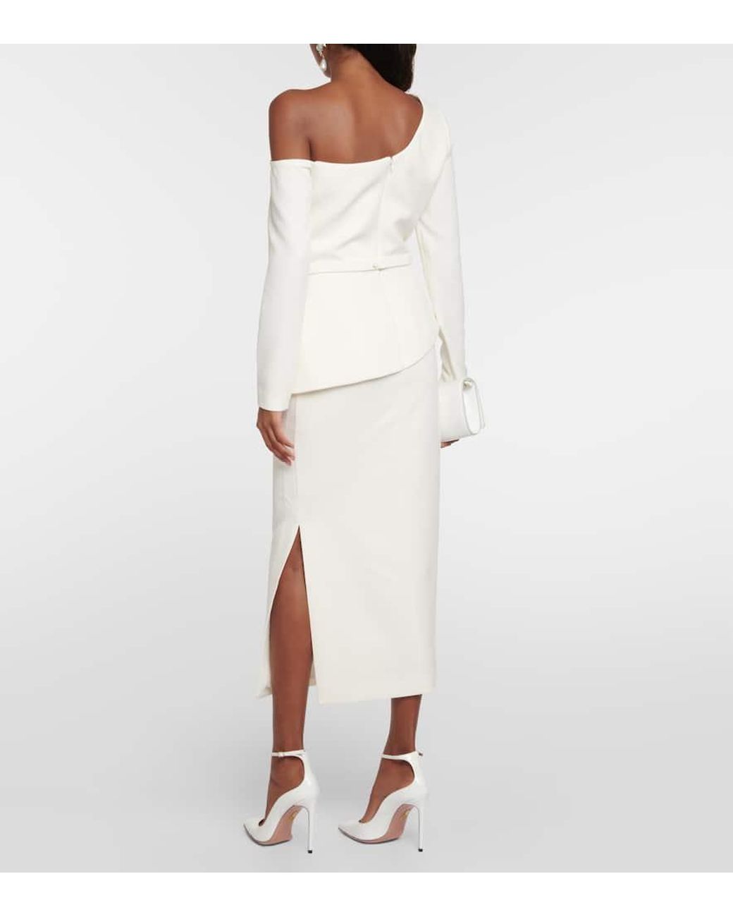 Safiyaa Bridal Asymmetric Midi Dress in White | Lyst