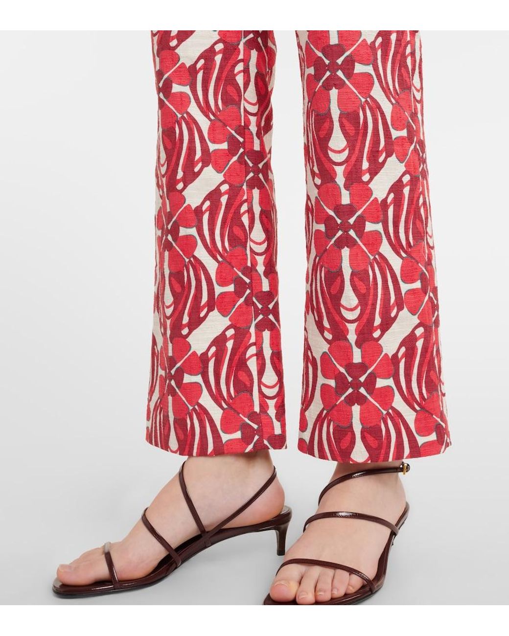 LaDoubleJ Red 24/7 Printed Cotton Straight Pants