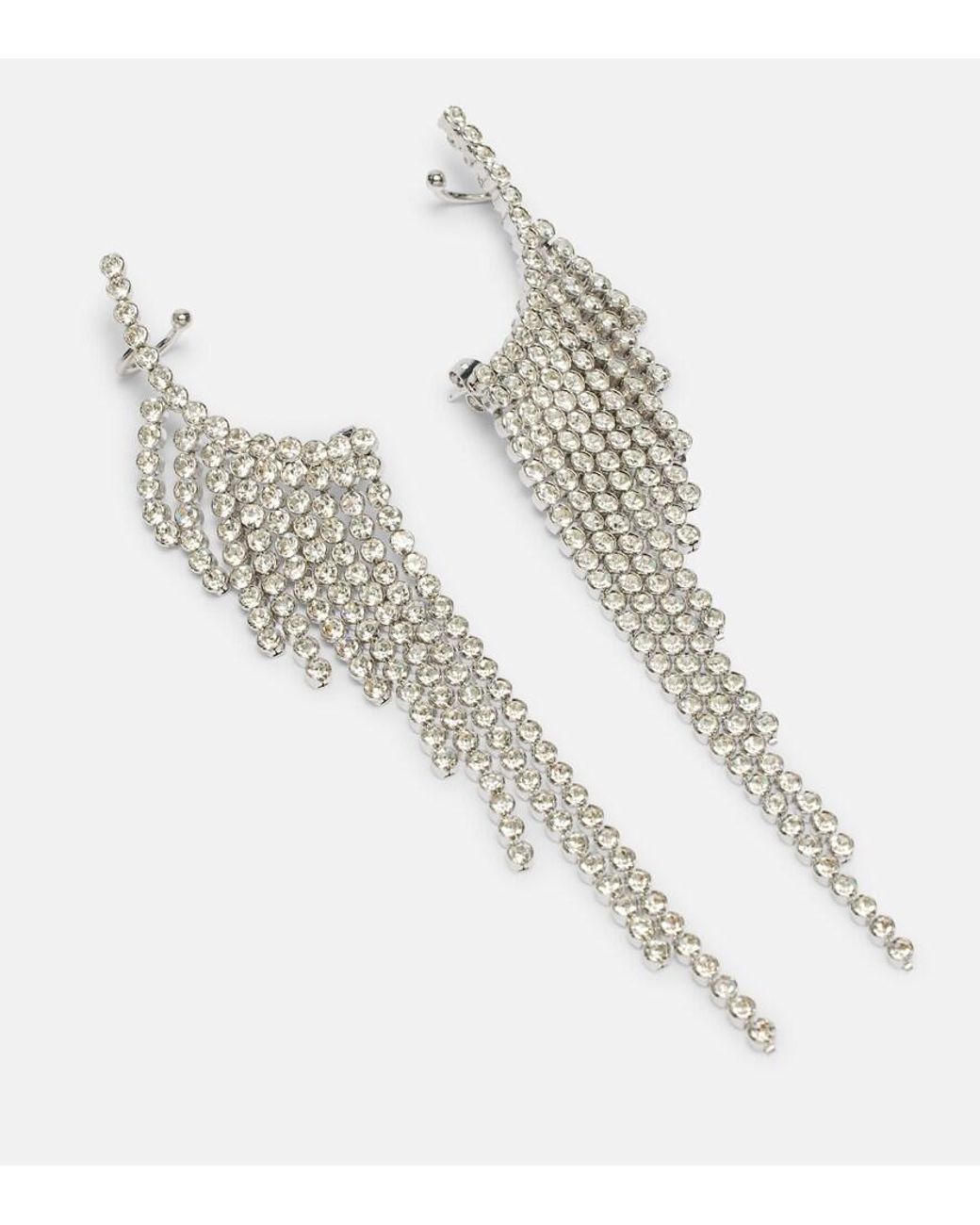 Rabanne White Embellished Drop Earrings