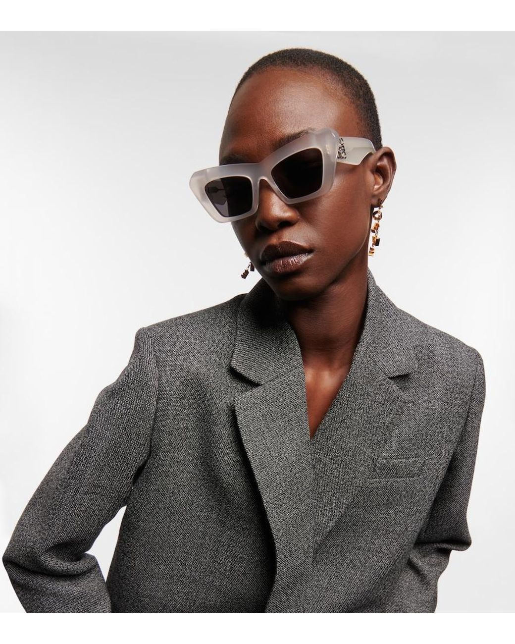 Loewe Gray Anagram-logo Cat-eye Acetate Sunglasses