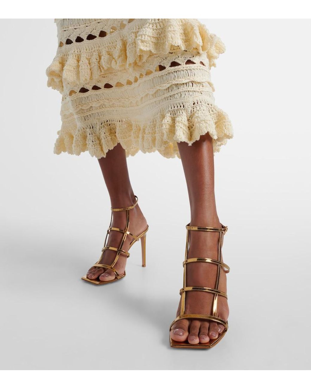 Gianvito Rossi Mondry Metallic Leather Sandals