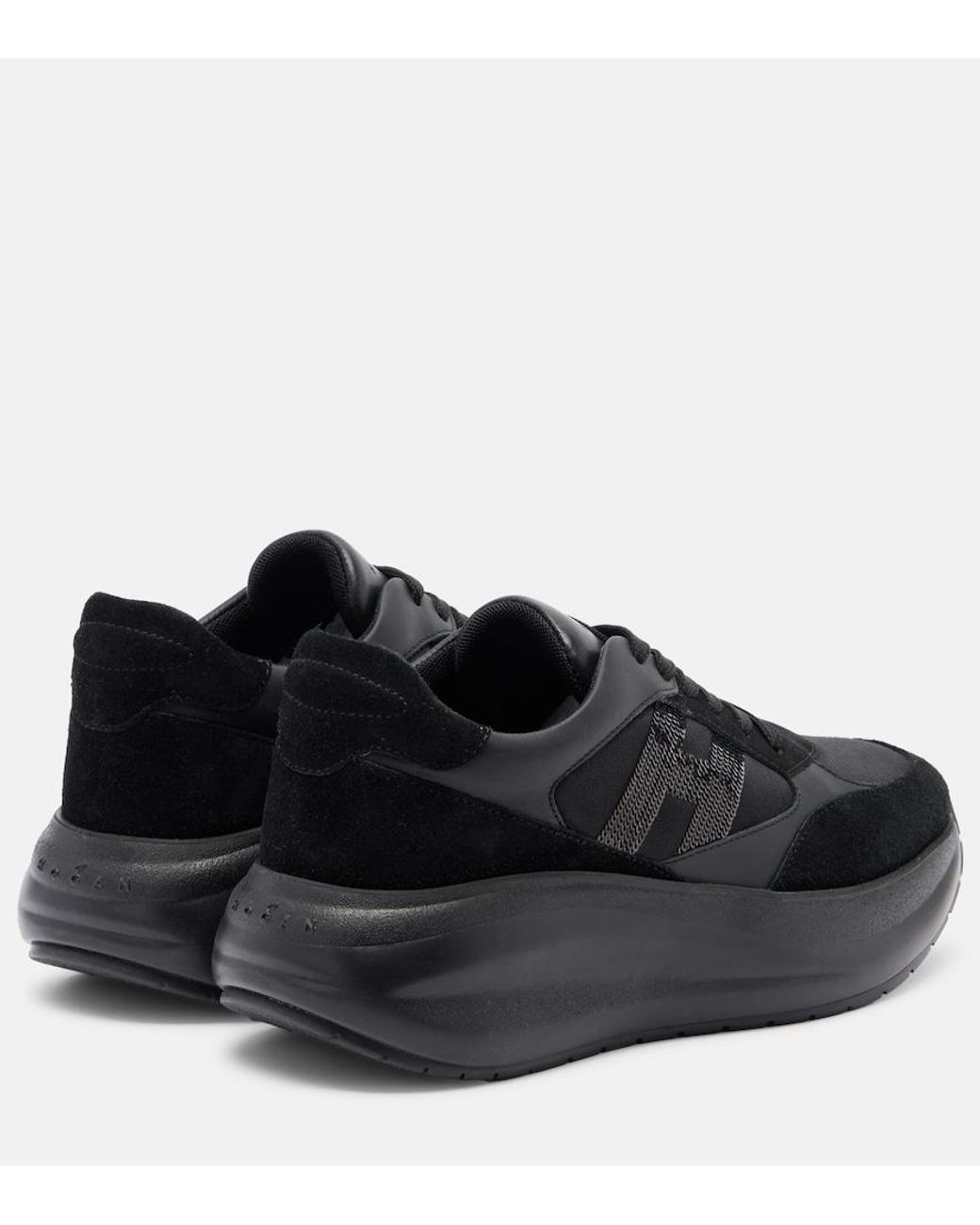 Hogan Black Maxi I Active Suede-Trimmed Sneakers