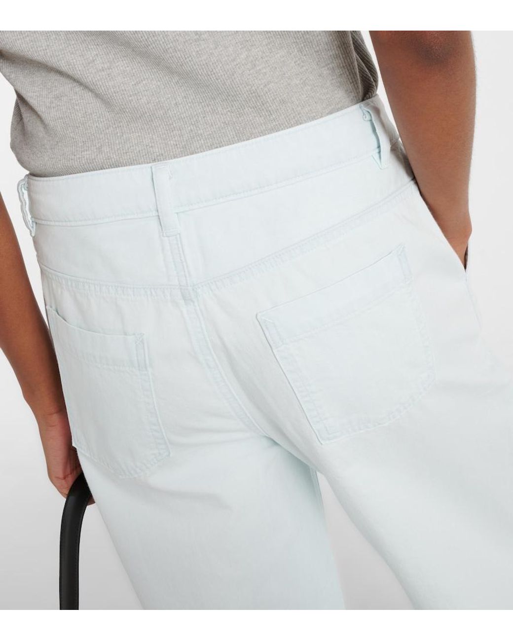 Vince Blue High-Rise Cotton Twill Wide-Leg Pants
