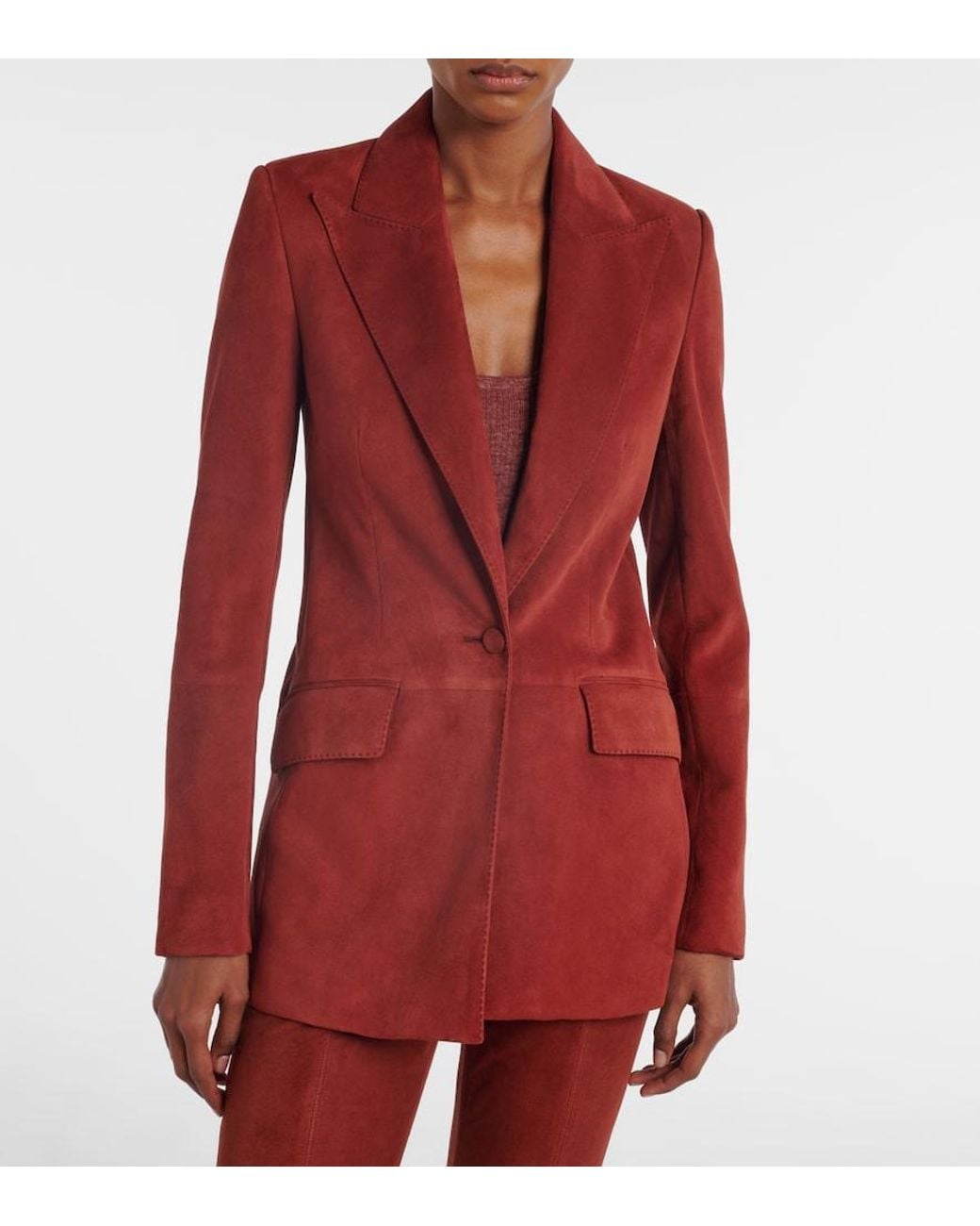 Gabriela Hearst Red Leiva Suede Blazer