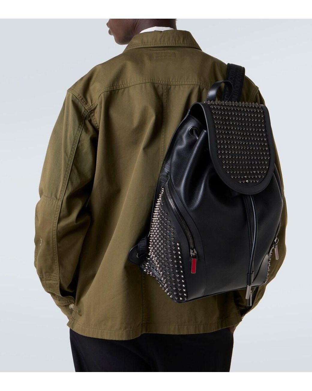Christian Louboutin Black Funky Embellished Leather Backpack for men