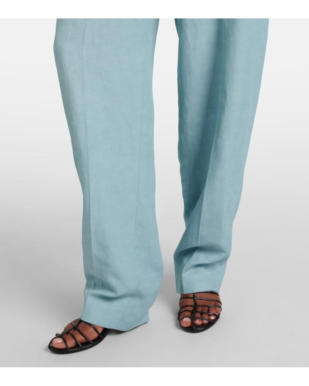 Joseph Blue Aix Chambray Wide-Leg Pants