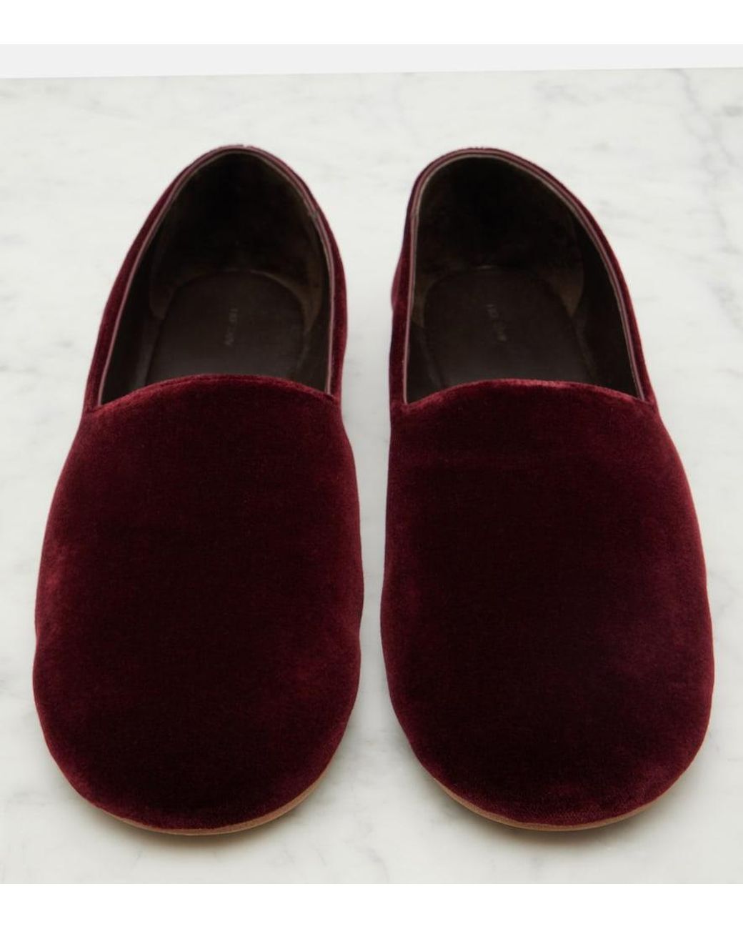 The Row Red Ponti Velvet Slip-On Shoes
