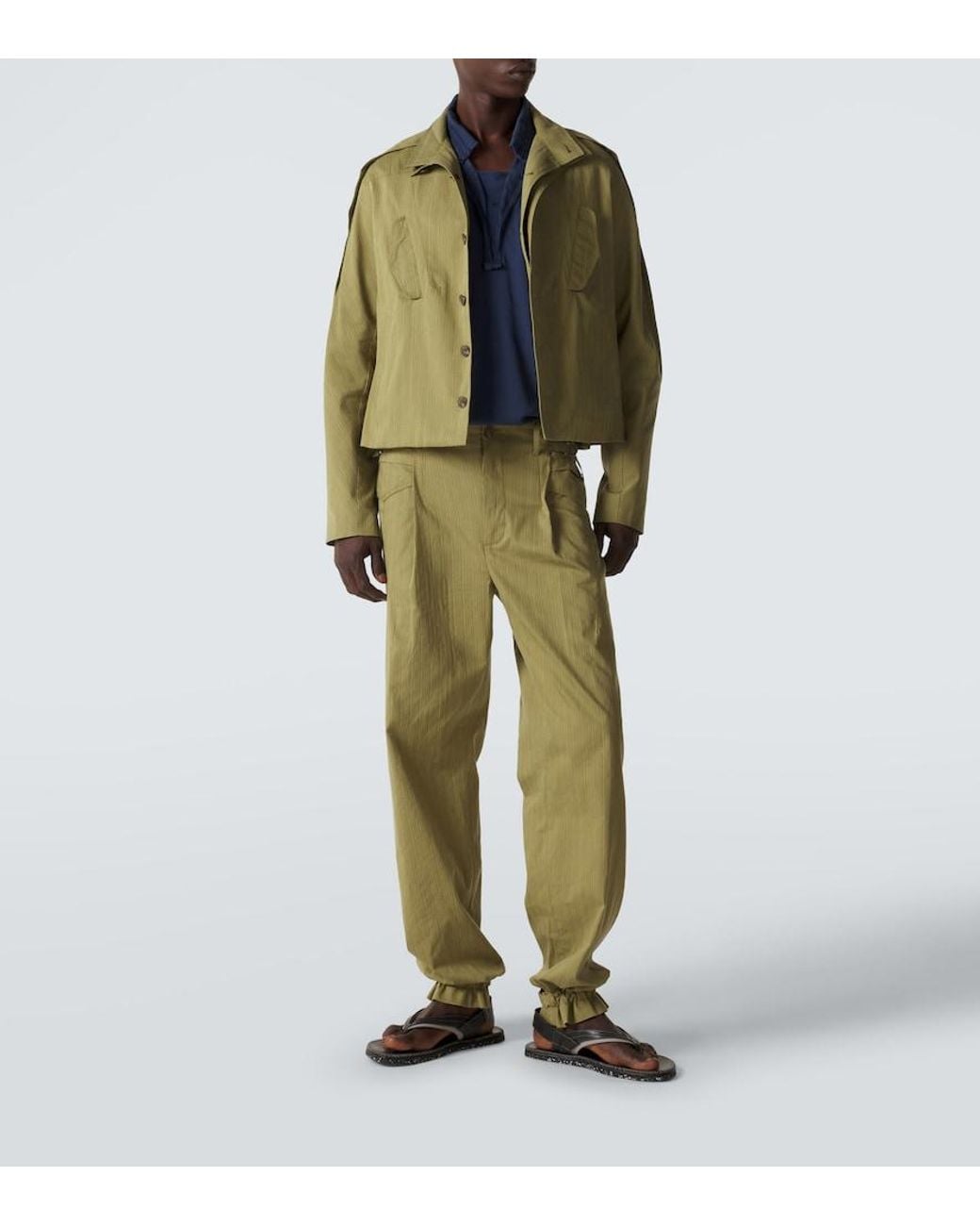 Kiko Kostadinov Green Egreta Stiped Cotton-Blend Jacket for men