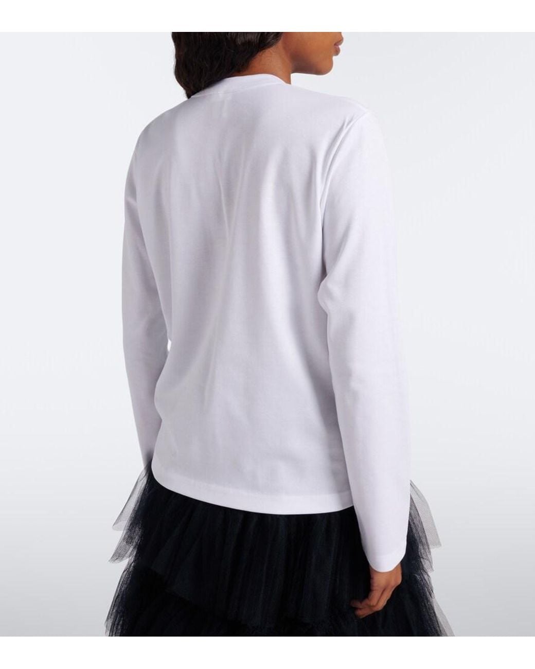 Noir Kei Ninomiya White Bow-Detail Cotton Jersey Top