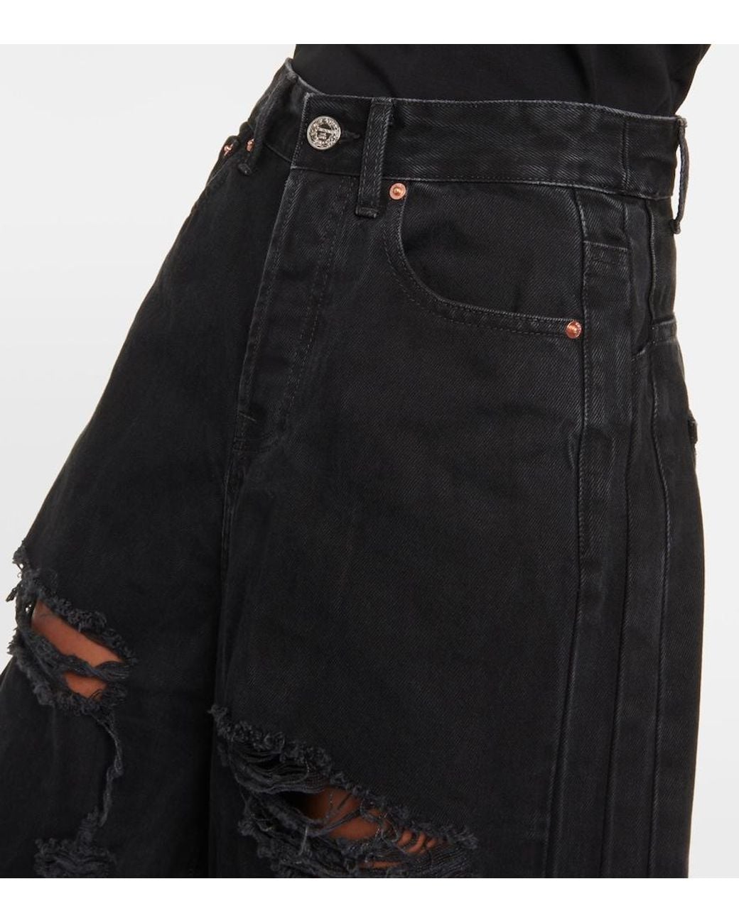Jean Wide Distressed Vetements en coloris Black
