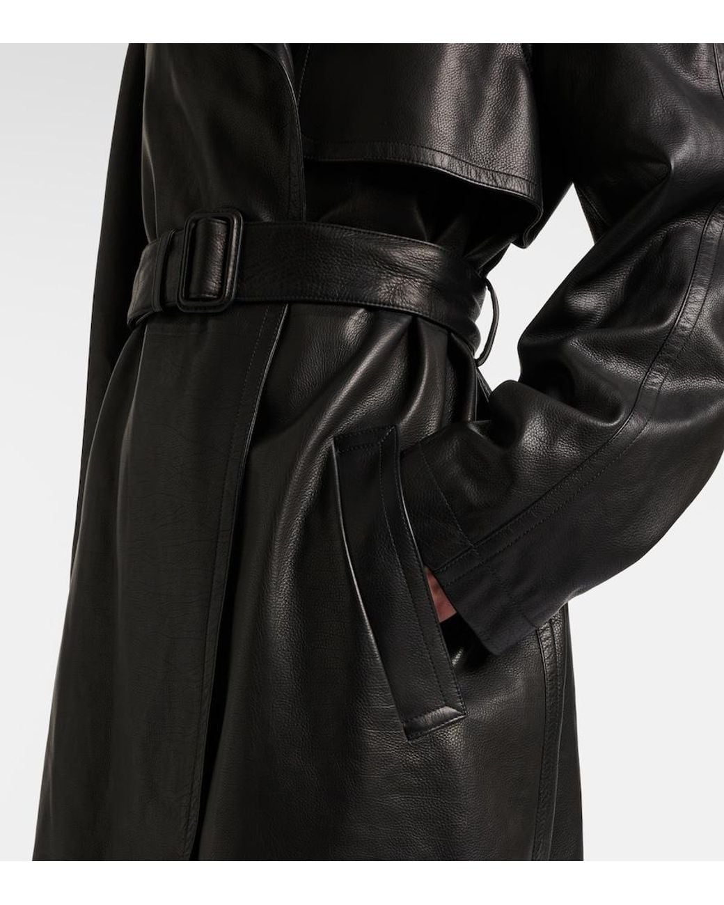 The Row Black Siempra Leather Coat